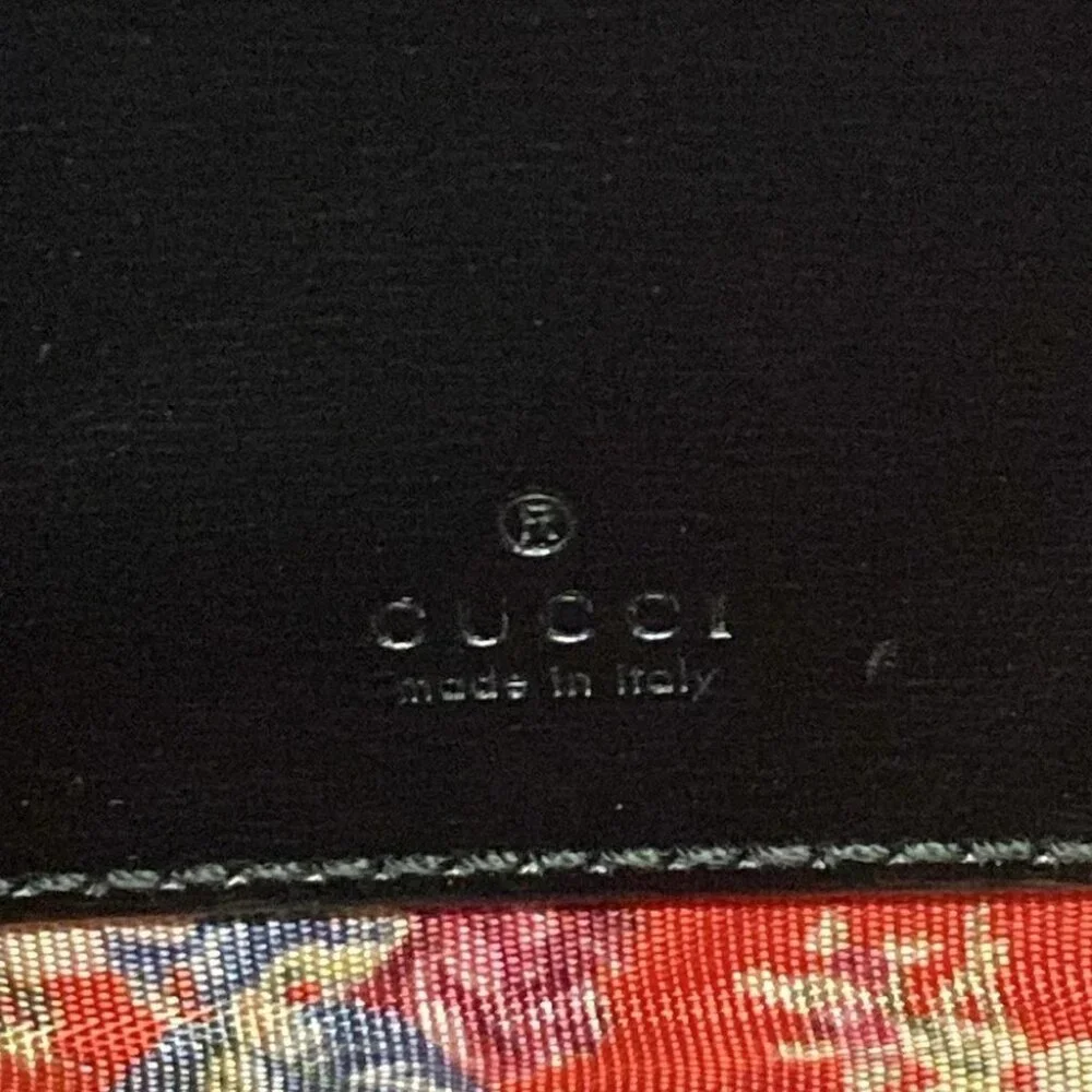 GUCCI GG Marmont/Sherry 536441 Black Green Red Leather Canvas Shoulder Bag - Picture 10 of 14